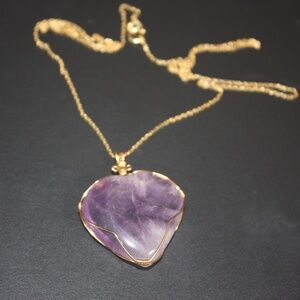 Amethyst Wire Wrapped Gold Plated Necklace